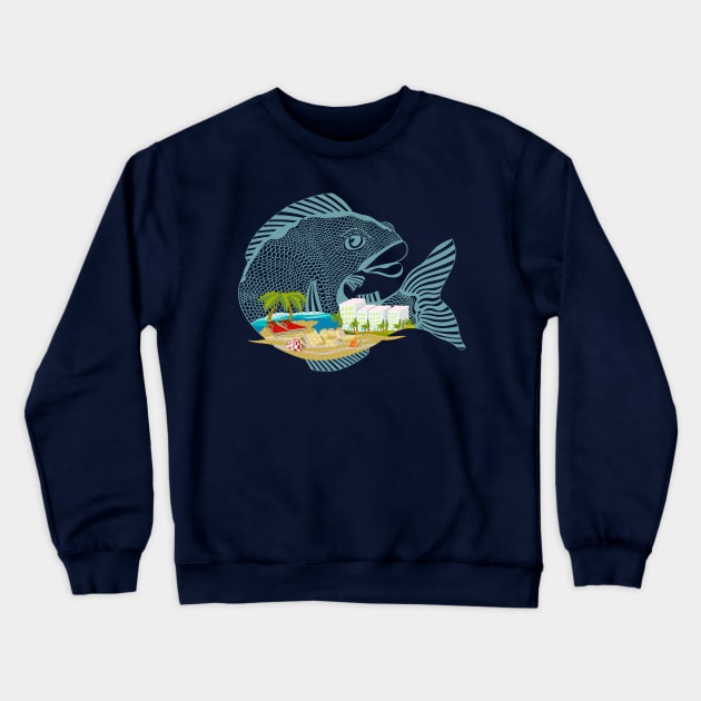 Dry Dream for a Beautiful Fish Crewneck Sweatshirt by BullShirtCo